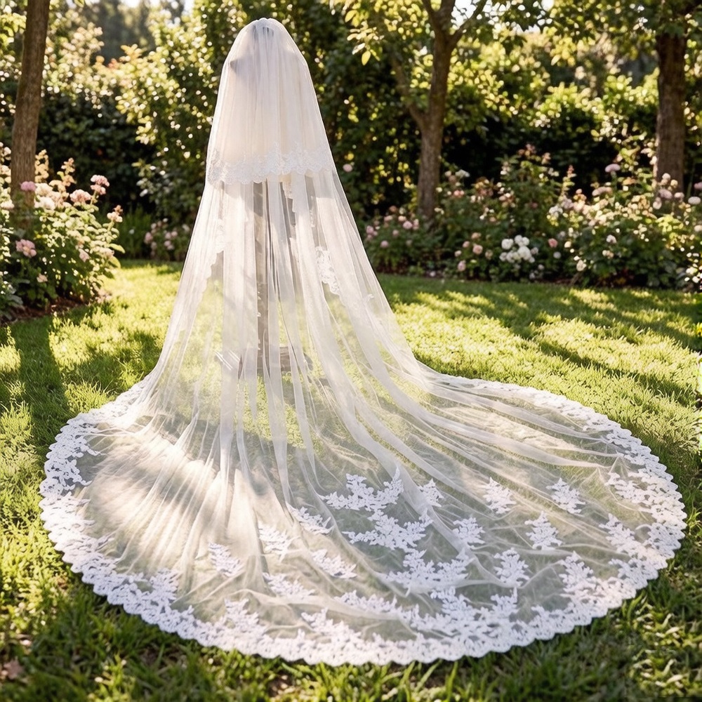 Lace Edge 3.5M Cathedral Wedding Veil - Ivory